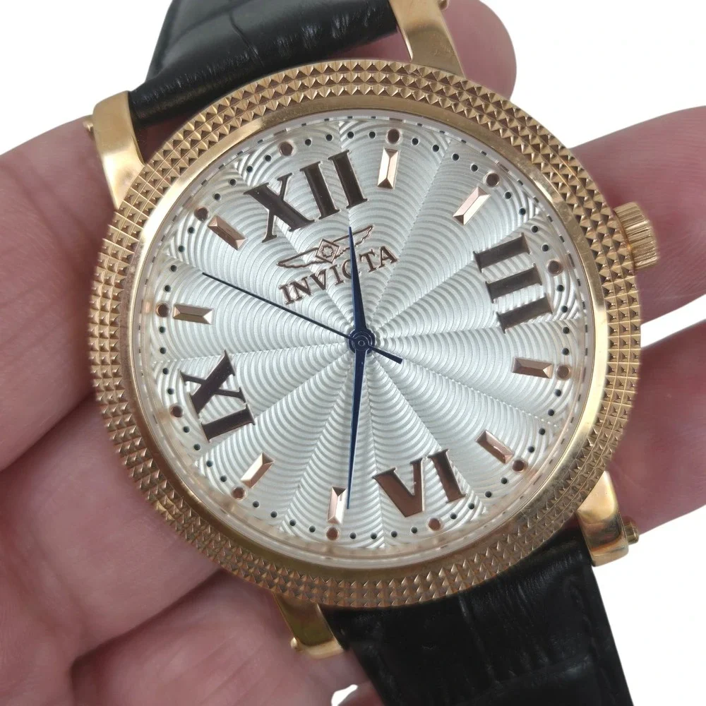 Invicta Vintage Collection Watch 25757 Rose Gold Case Croc Leather Band